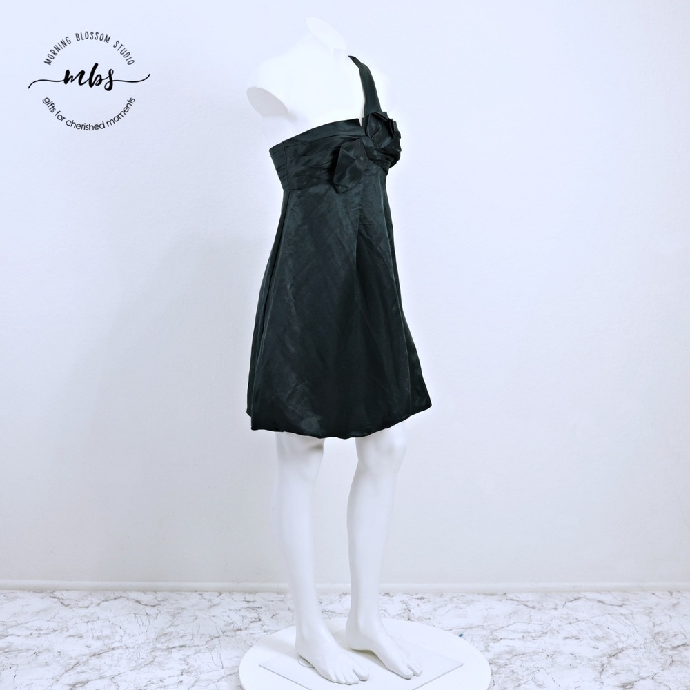 NWT Mango MNG One Shoulder Bow Cocktail Glamorous Chic Mini Dress Green Women 4